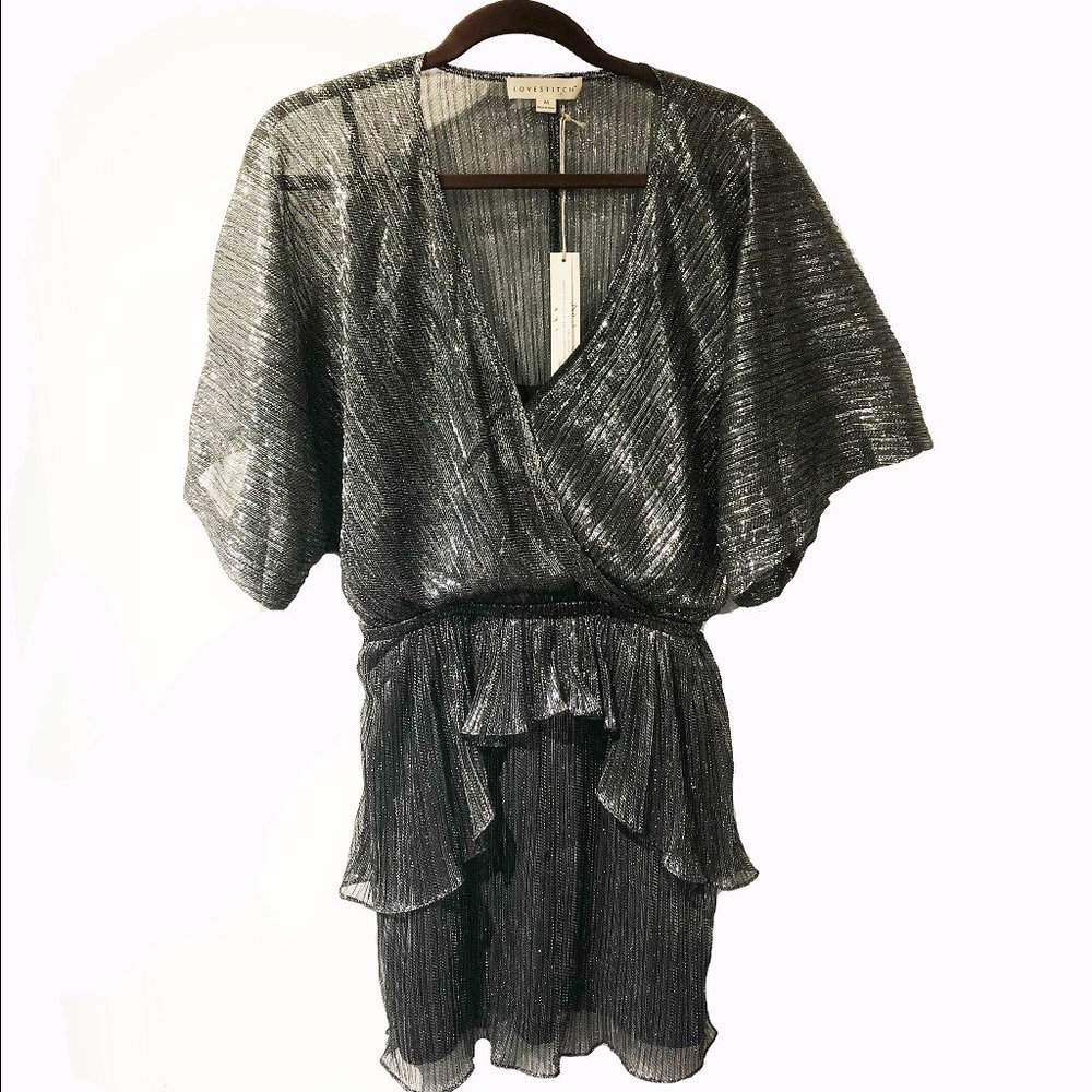 Lovestitch Shimmer Metallic Mini Dress NWT - Size M